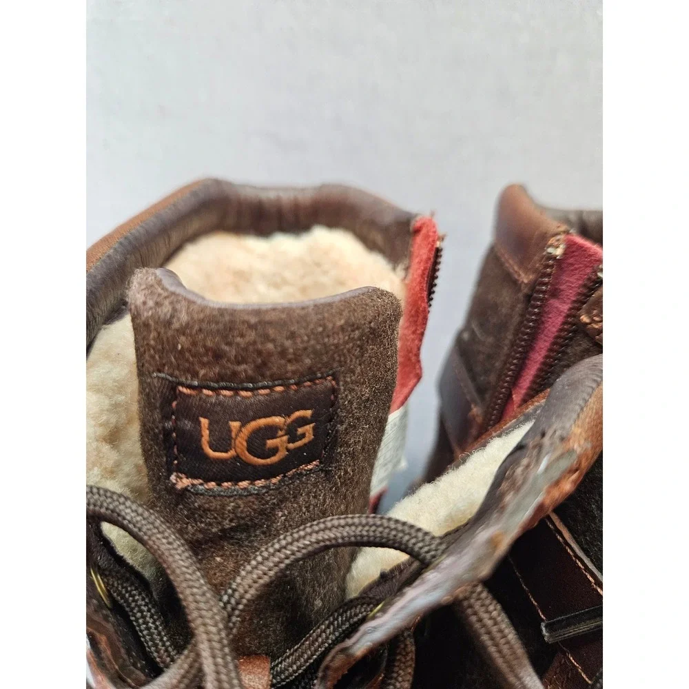 UGG Simmens Waterproof Leather Wool Boots Stout Brown 10 Mens 10